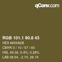 カラーコード: RGB 101.1 90.8 43 | qconv.com