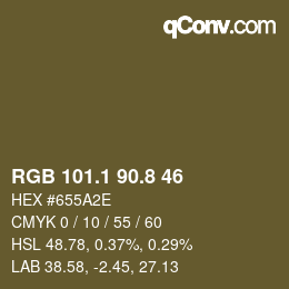 Color code: RGB 101.1 90.8 46 | qconv.com