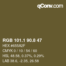 Color code: RGB 101.1 90.8 47 | qconv.com