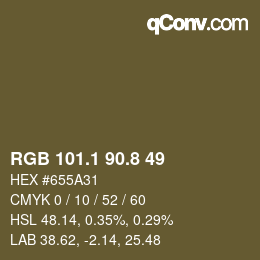 Color code: RGB 101.1 90.8 49 | qconv.com