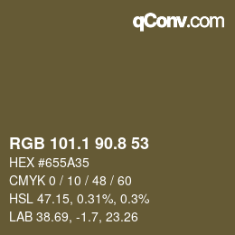 Código de color: RGB 101.1 90.8 53 | qconv.com