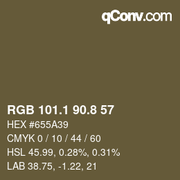 Color code: RGB 101.1 90.8 57 | qconv.com