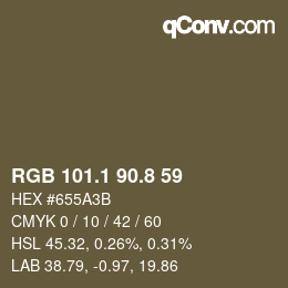 Color code: RGB 101.1 90.8 59 | qconv.com