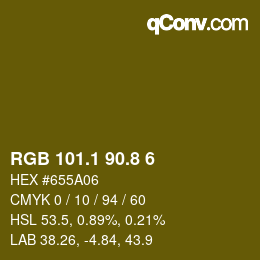 カラーコード: RGB 101.1 90.8 6 | qconv.com
