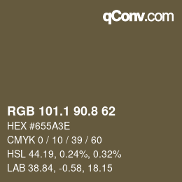 Color code: RGB 101.1 90.8 62 | qconv.com