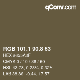 Color code: RGB 101.1 90.8 63 | qconv.com