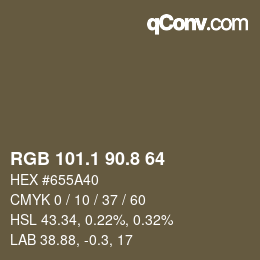 Farbcode: RGB 101.1 90.8 64 | qconv.com