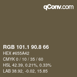 Color code: RGB 101.1 90.8 66 | qconv.com