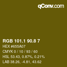 カラーコード: RGB 101.1 90.8 7 | qconv.com