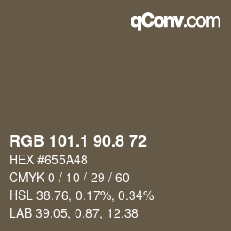 Color code: RGB 101.1 90.8 72 | qconv.com