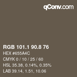 Color code: RGB 101.1 90.8 76 | qconv.com
