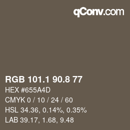 Farbcode: RGB 101.1 90.8 77 | qconv.com