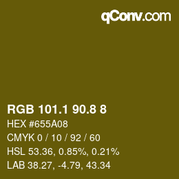 カラーコード: RGB 101.1 90.8 8 | qconv.com
