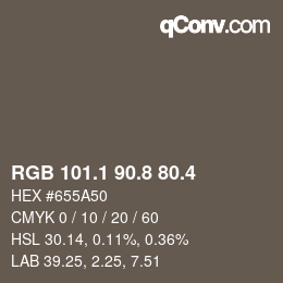 カラーコード: RGB 101.1 90.8 80.4 | qconv.com