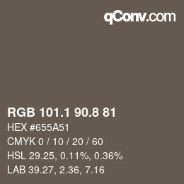 Farbcode: RGB 101.1 90.8 81 | qconv.com