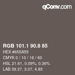 Código de color: RGB 101.1 90.8 85 | qconv.com