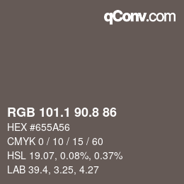 Color code: RGB 101.1 90.8 86 | qconv.com