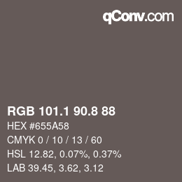 Farbcode: RGB 101.1 90.8 88 | qconv.com
