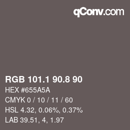 Color code: RGB 101.1 90.8 90 | qconv.com