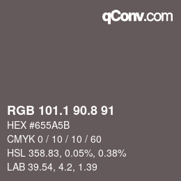Color code: RGB 101.1 90.8 91 | qconv.com