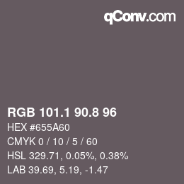 Color code: RGB 101.1 90.8 96 | qconv.com