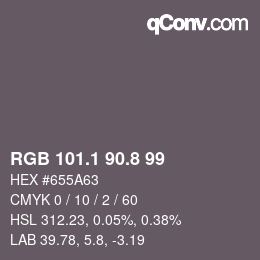 カラーコード: RGB 101.1 90.8 99 | qconv.com