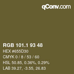 カラーコード: RGB 101.1 93 48 | qconv.com