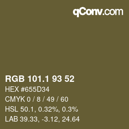 カラーコード: RGB 101.1 93 52 | qconv.com