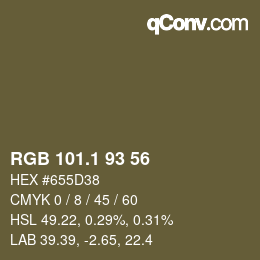 カラーコード: RGB 101.1 93 56 | qconv.com