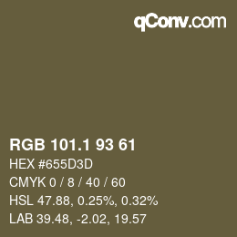 カラーコード: RGB 101.1 93 61 | qconv.com