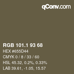 カラーコード: RGB 101.1 93 68 | qconv.com
