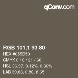 カラーコード: RGB 101.1 93 80 | qconv.com