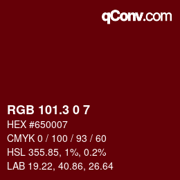 カラーコード: RGB 101.3 0 7 | qconv.com