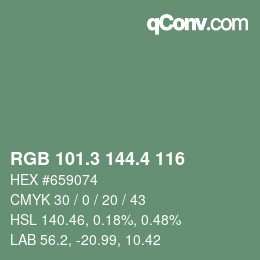 カラーコード: RGB 101.3 144.4 116 | qconv.com