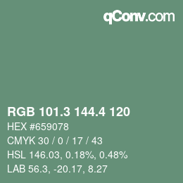 カラーコード: RGB 101.3 144.4 120 | qconv.com