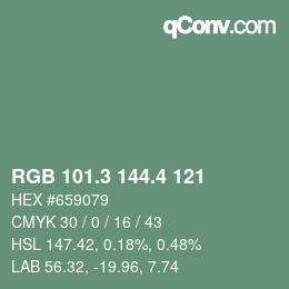 カラーコード: RGB 101.3 144.4 121 | qconv.com