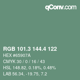 カラーコード: RGB 101.3 144.4 122 | qconv.com