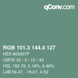 カラーコード: RGB 101.3 144.4 127 | qconv.com