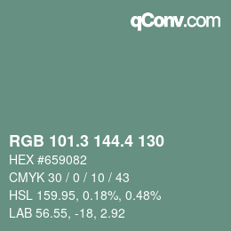カラーコード: RGB 101.3 144.4 130 | qconv.com