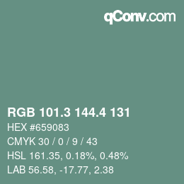 カラーコード: RGB 101.3 144.4 131 | qconv.com