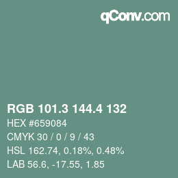 カラーコード: RGB 101.3 144.4 132 | qconv.com