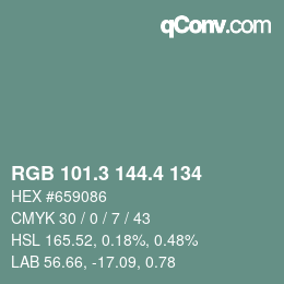 カラーコード: RGB 101.3 144.4 134 | qconv.com