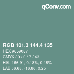 カラーコード: RGB 101.3 144.4 135 | qconv.com