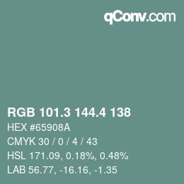 カラーコード: RGB 101.3 144.4 138 | qconv.com