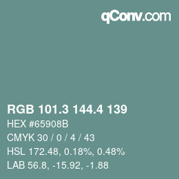 カラーコード: RGB 101.3 144.4 139 | qconv.com