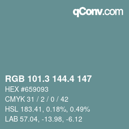 カラーコード: RGB 101.3 144.4 147 | qconv.com