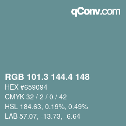 カラーコード: RGB 101.3 144.4 148 | qconv.com