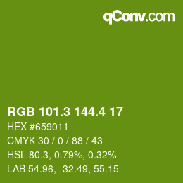 カラーコード: RGB 101.3 144.4 17 | qconv.com