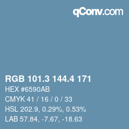 カラーコード: RGB 101.3 144.4 171 | qconv.com
