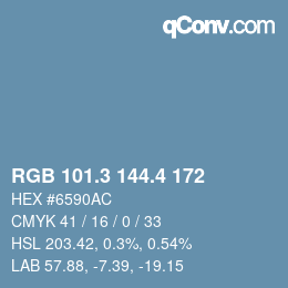 カラーコード: RGB 101.3 144.4 172 | qconv.com
